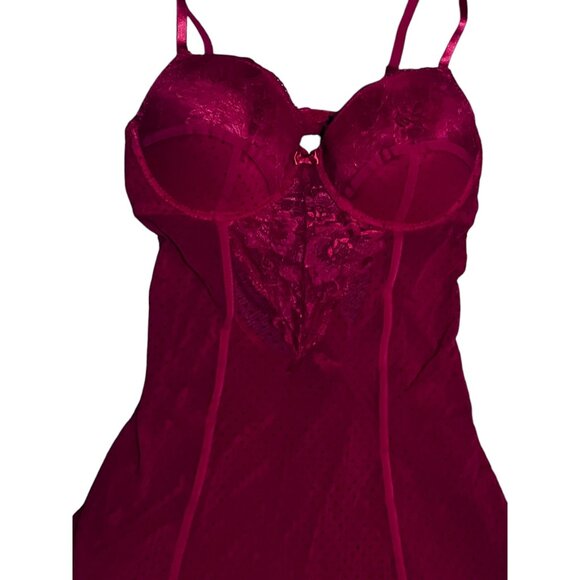 Fredericks of Hollywood NWT Adele Lace & Mesh Underwire Chemise Panty Set Sz Med - Picture 7 of 15